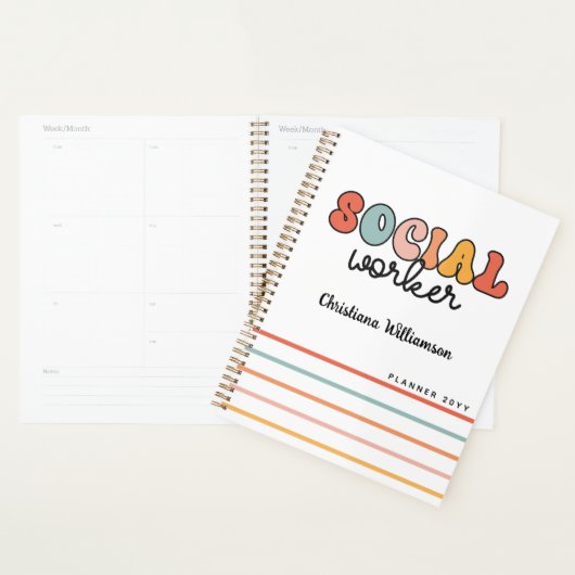 Gepersonaliseerde retro sociaal werker planner (Display)