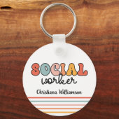 Gepersonaliseerde retro sociaal werker sleutelhanger (Voorkant)