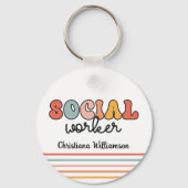 Gepersonaliseerde retro sociaal werker sleutelhanger (Achterkant)