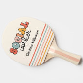 Gepersonaliseerde retro sociaal werker tafeltennisbatje (Zijkant)