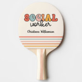 Gepersonaliseerde retro sociaal werker tafeltennisbatje (Voorkant)