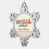 Gepersonaliseerde retro sociaal werker tin sneeuwvlok ornament (Rechts)