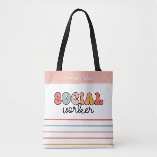 Gepersonaliseerde retro sociaal werker tote bag (Voorkant)