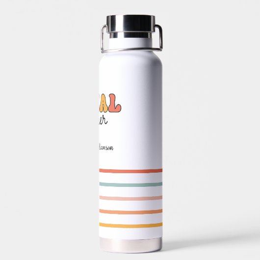 Gepersonaliseerde retro sociaal werker waterfles (Achterkant)