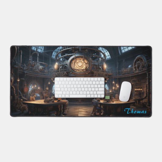 Gepersonaliseerde Retro Steampunk Factory Desk Mat (Keyboard & Muis)