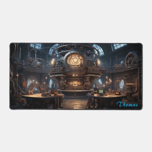 Gepersonaliseerde Retro Steampunk Factory Desk Mat (Voorkant)