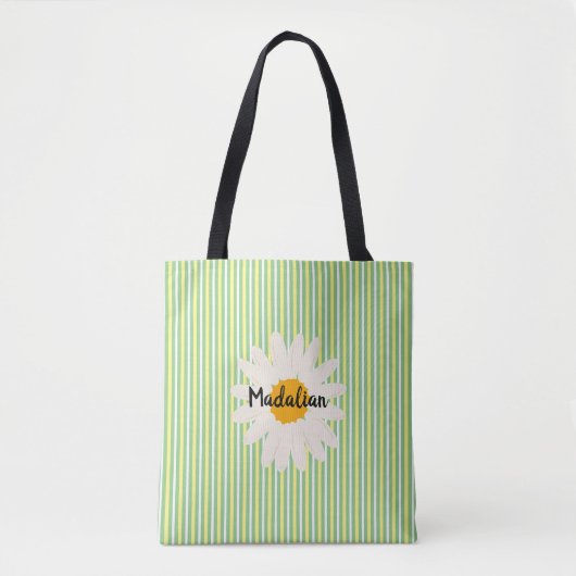 Gepersonaliseerde  retro stijl groen strepen tote bag (Voorkant)