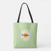 Gepersonaliseerde  retro stijl groen strepen tote bag (Achterkant)