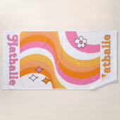 Gepersonaliseerde Retro Strandlaken met Naam - Cus (Voorkant)