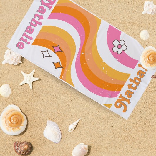Gepersonaliseerde Retro Strandlaken met Naam - Cus