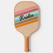 Gepersonaliseerde Retro Stripe Pickleball Paddle (Voorkant)