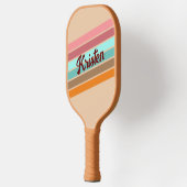 Gepersonaliseerde Retro Stripe Pickleball Paddle (Links)
