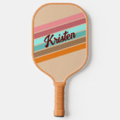 Gepersonaliseerde Retro Stripe Pickleball Paddle (Achterkant)