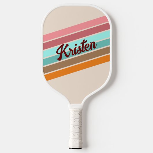 Gepersonaliseerde Retro Stripe Pickleball Paddle (Achterkant)