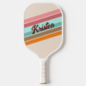 Gepersonaliseerde Retro Stripe Pickleball Paddle (Voorkant)