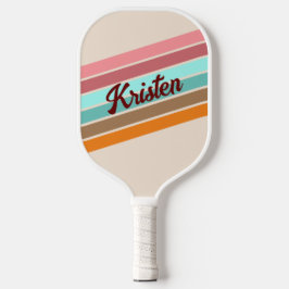 Gepersonaliseerde Retro Stripe Pickleball Paddle