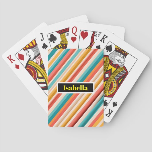 Gepersonaliseerde Retro Striped Poker kaarten | Kl (Achterkant)