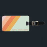 Gepersonaliseerde Retro Stripes Mint Perzik Pastel Bagagelabel<br><div class="desc">Gepersonaliseerde Retro Stripes Mint Perzik Pastel Bagagelabel</div>