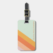 Gepersonaliseerde Retro Stripes Mint Perzik Pastel Bagagelabel (Voorkant verticaal)