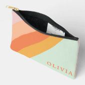 Gepersonaliseerde Retro Stripes Mint Perzik Pastel Etui (Open)