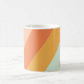 Gepersonaliseerde Retro Stripes Mint Perzik Pastel Koffiemok (Center)