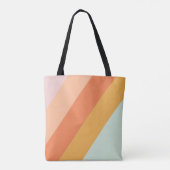 Gepersonaliseerde Retro Stripes Mint Perzik Pastel Tote Bag (Achterkant)