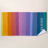 Gepersonaliseerde Retro Sunset Gradient Gestreepte Strandlaken (Voorkant)