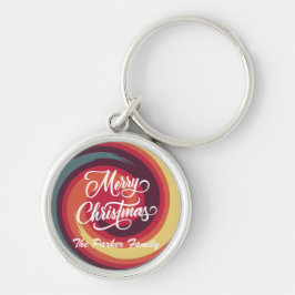 Gepersonaliseerde retro thema kerst Sleutelhanger