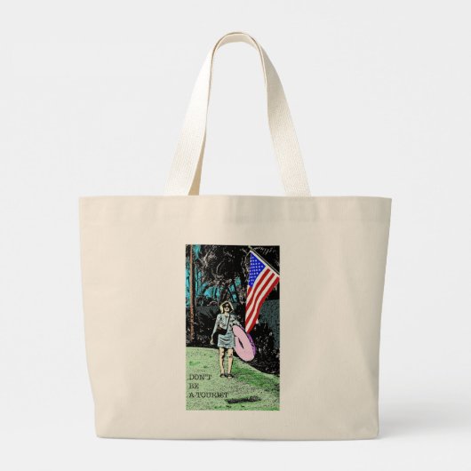 Gepersonaliseerde Retro Travel Poster Grote Tote Bag (Achterkant)