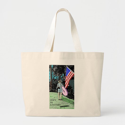 Gepersonaliseerde Retro Travel Poster Grote Tote Bag (Voorkant)