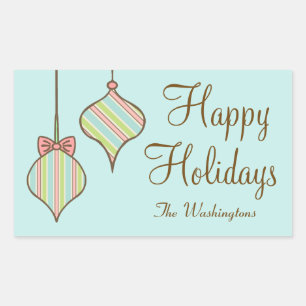 Gepersonaliseerde Retro Vakantie Ornamenten Cadeau Rechthoekige Sticker