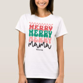 Gepersonaliseerde Retro Vakantie Vrolijk Mama Xmas T-shirt (Voorkant)