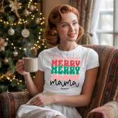 Gepersonaliseerde Retro Vakantie Vrolijk Mama Xmas T-shirt