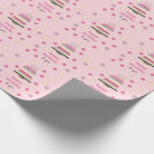 Gepersonaliseerde Retro Verjaardagstaart Kaarsen S Cadeaupapier (Hoek)