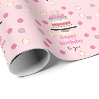 Gepersonaliseerde Retro Verjaardagstaart Kaarsen S Cadeaupapier