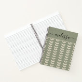 Gepersonaliseerde Retro Vibe Green Leaves Journal Notitieboek (Binnen)