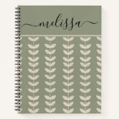Gepersonaliseerde Retro Vibe Green Leaves Journal Notitieboek (Voorkant)
