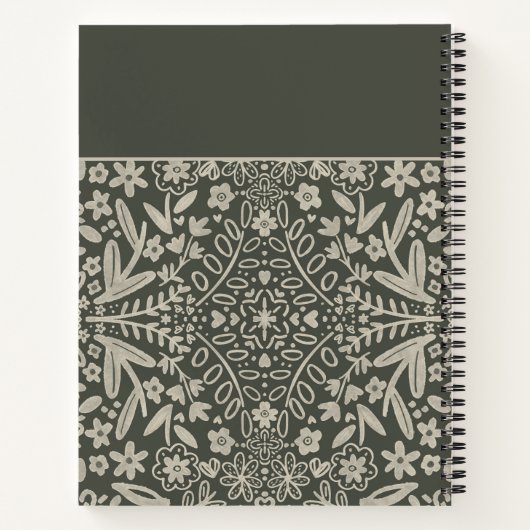 Gepersonaliseerde Retro Vibe Green Leaves Journal Notitieboek (Achterkant)