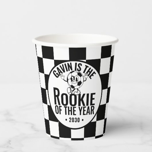 Gepersonaliseerde Retro  Voetbal Verjaardagsfeest Papieren Bekers (Voorkant)