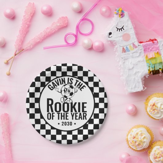 Gepersonaliseerde Retro  Voetbal Verjaardagsfeest Papieren Bordje (Feest)