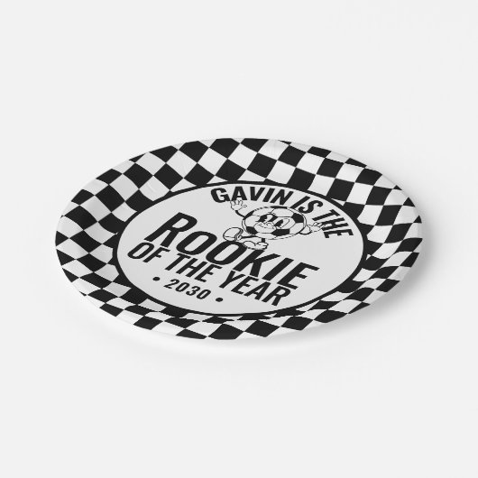 Gepersonaliseerde Retro  Voetbal Verjaardagsfeest Papieren Bordje (Gekanteld)