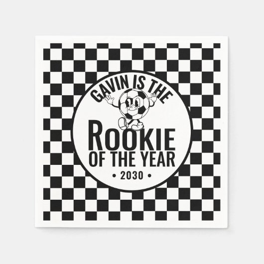 Gepersonaliseerde Retro  Voetbal Verjaardagsfeest Servet (Voorkant)