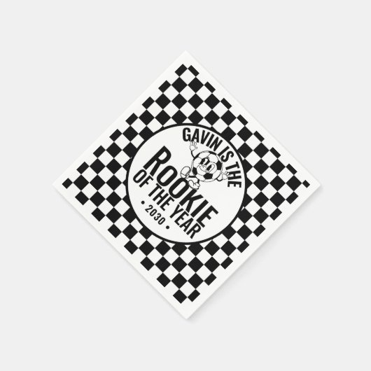 Gepersonaliseerde Retro  Voetbal Verjaardagsfeest Servet (Hoek)