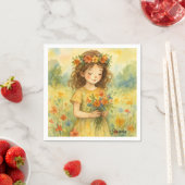 Gepersonaliseerde retro waterverf weide Trendy kun Servet (Insitu)