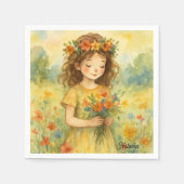 Gepersonaliseerde retro waterverf weide Trendy kun Servet (Voorkant)