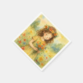 Gepersonaliseerde retro waterverf weide Trendy kun Servet (Hoek)