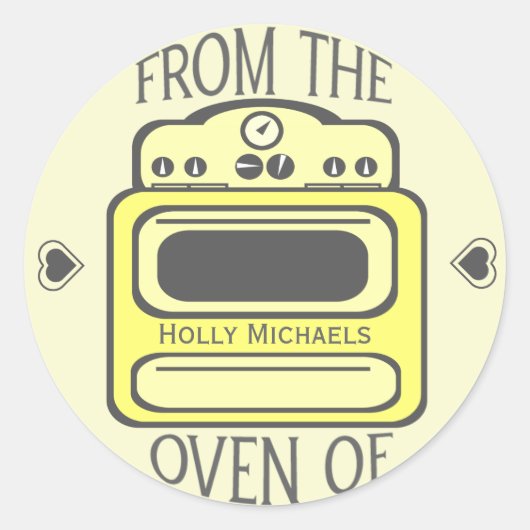 Gepersonaliseerde Retro Yellow Oven Sticker (Voorkant)