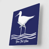 Gepersonaliseerde Retro Zee Bird Blue Vierkante Wa Vierkante Klok (Hoek)