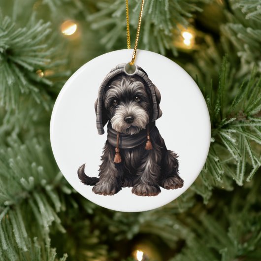 Gepersonaliseerde reuzenschnauzer hond keramisch ornament (Boom)