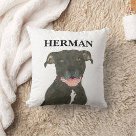 Gepersonaliseerde Reversible Black Pitbull Staffy Kussen